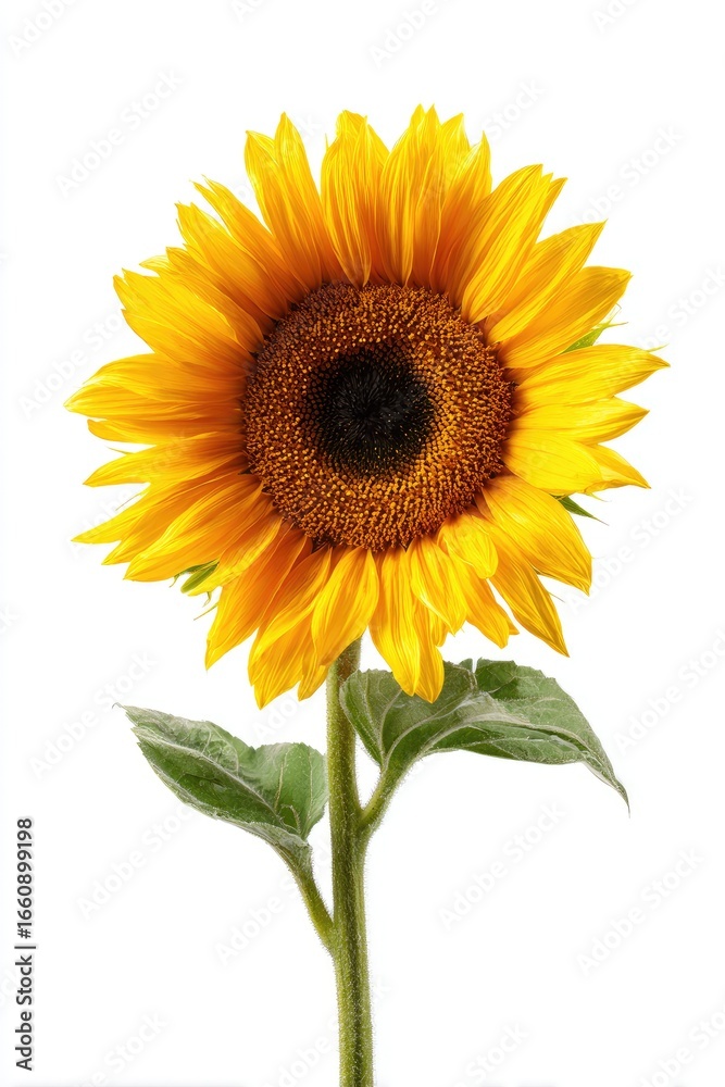 Obraz premium Single sunflower against white background (1)
