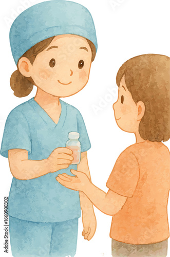 Watercolor Cute Nurses Collection