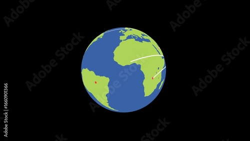 Dynamic visualization of global connectivity illustrating intercontinental data flow and communication networks across the world, emphasizing modern technological advancements.
