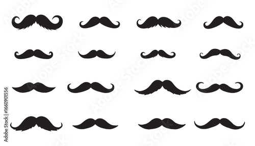 Set of mustache silhouette vector, Silhouettes of moustache collection. vector illustration EPS 10