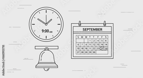Time Management & Scheduling Icons: Clock, Calendar, Bell for Appointments & Reminders