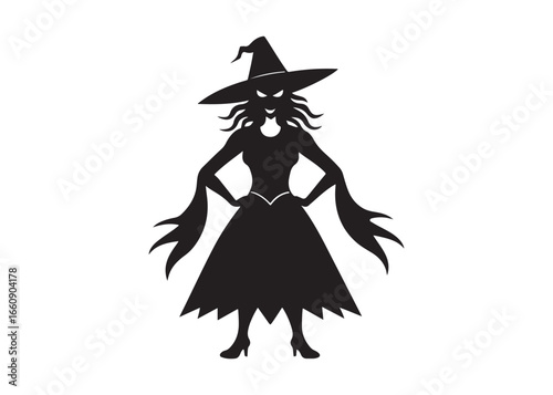 Halloween Witch Silhouette Female Character.