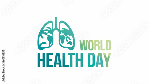 Illustration of lungs and world health day text promoting global well being and respiratory health awareness silhouette