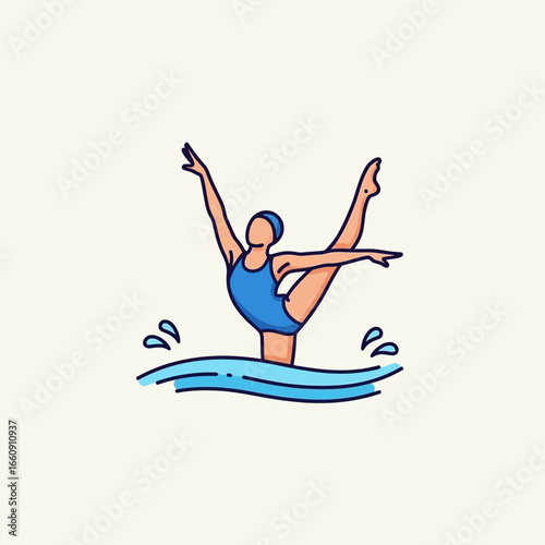 Synchronized swimmer performing a graceful pose in water.