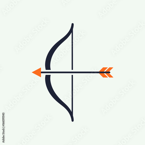 A bow and arrow symbol on a light background.