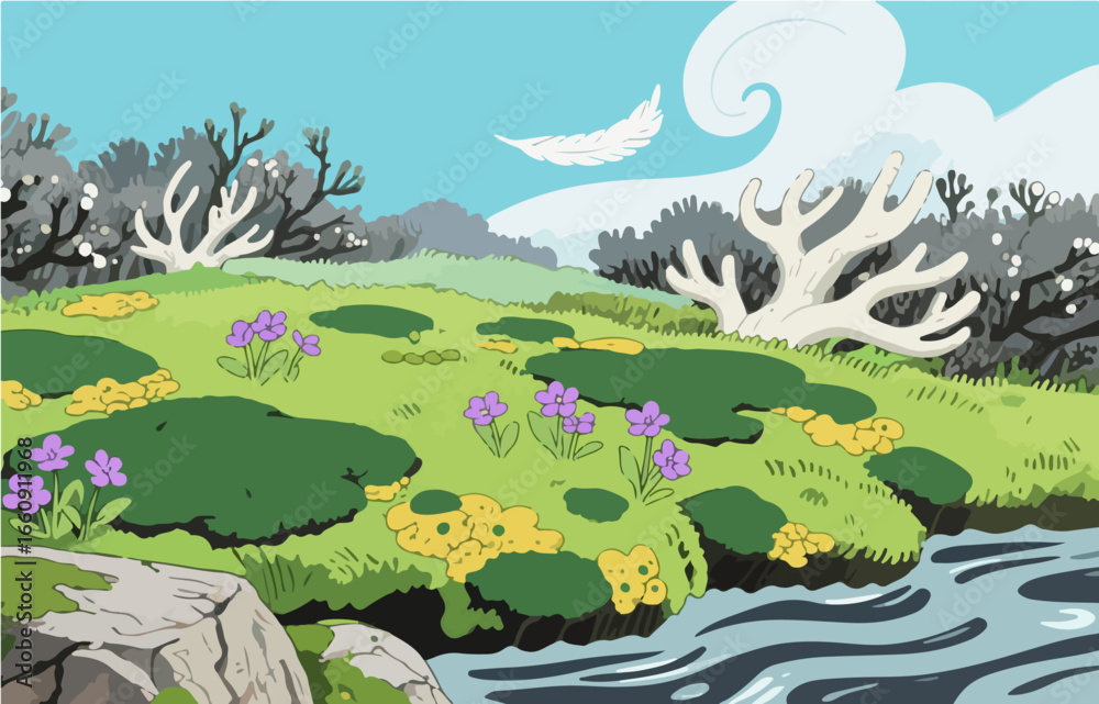 Obraz premium Graphic illustration style, landscape image, vector image