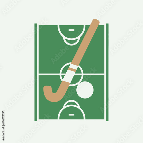 Hockey stick ball and field graphic