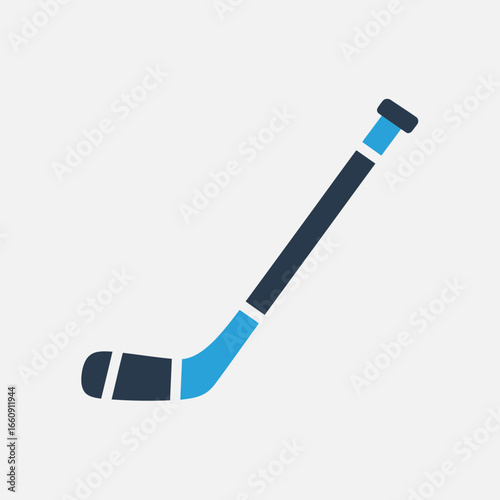 Hockey stick and puck graphic on a light background.