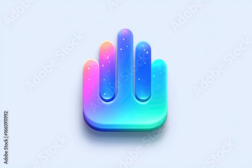 Gradient three-finger icon, glossy, 3D
