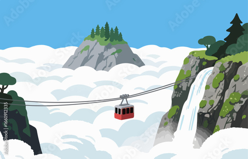Graphic illustration style, landscape image, vector image
