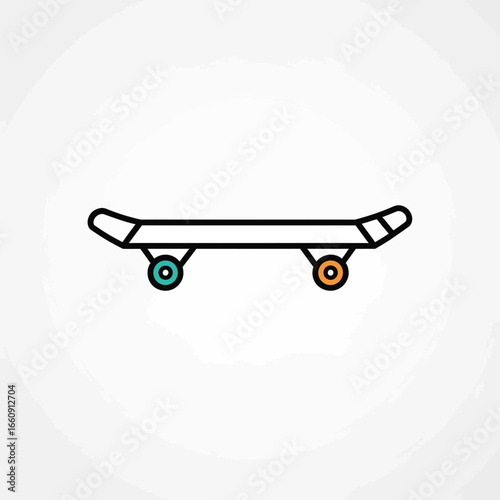 A simple illustration of a skateboard on a white background.