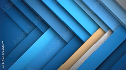 Abstract diagonal stripes of varying blue shades with a single beige and white stripe