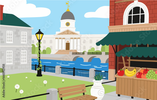 Urban landscape map, vector map