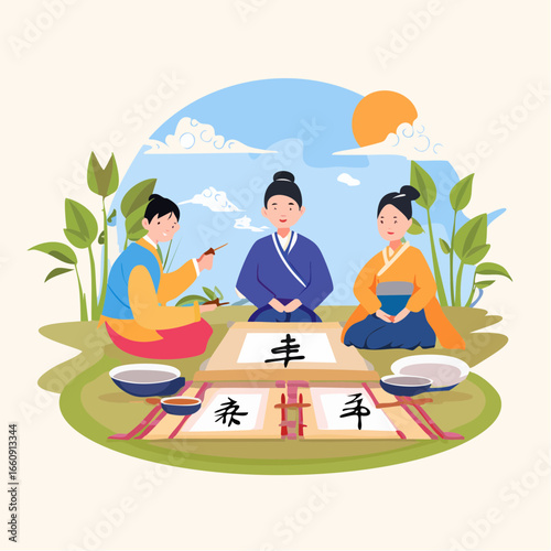 Traditional Korean Writing Lesson, Hanbok, Calligraphy