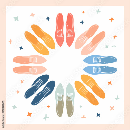 Colorful Shoe Circle: Fashion Footwear Design