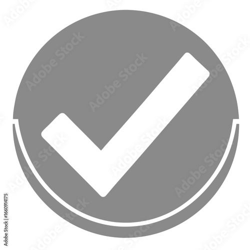 Gray circle with white checkmark and partial outline approval confirmation