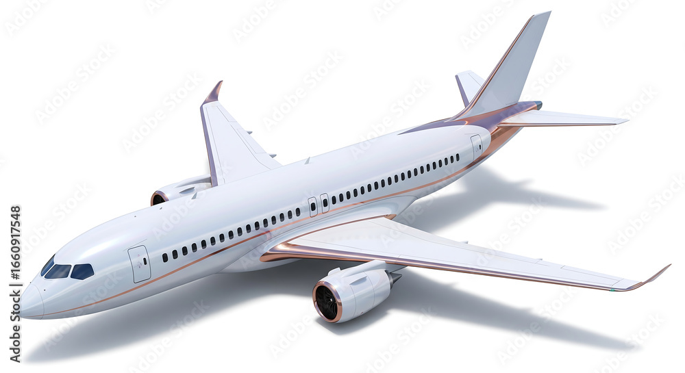 Fototapeta premium Futuristic jet plane. Stylish passenger jet concept isolated on white