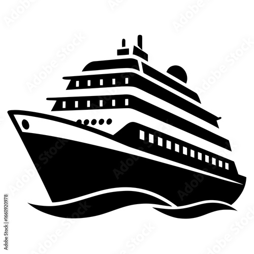 Minimal Cruise Ship Silhouette Vector