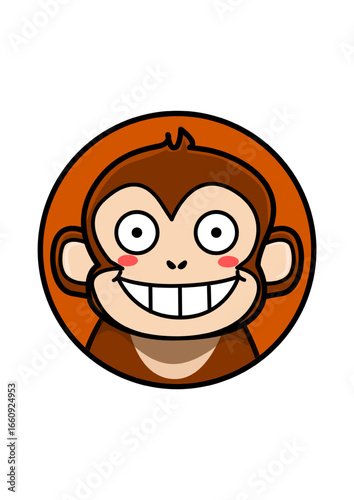 Illustration of a monkey inside a circle