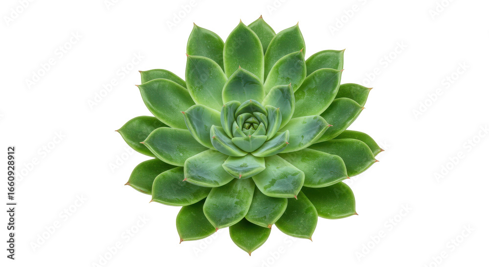 Fototapeta premium Lush green succulent plant isolated on white background showcasing intricate leaf patterns