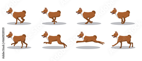 Basenji Running Side Cartoon Animation Frame Vector