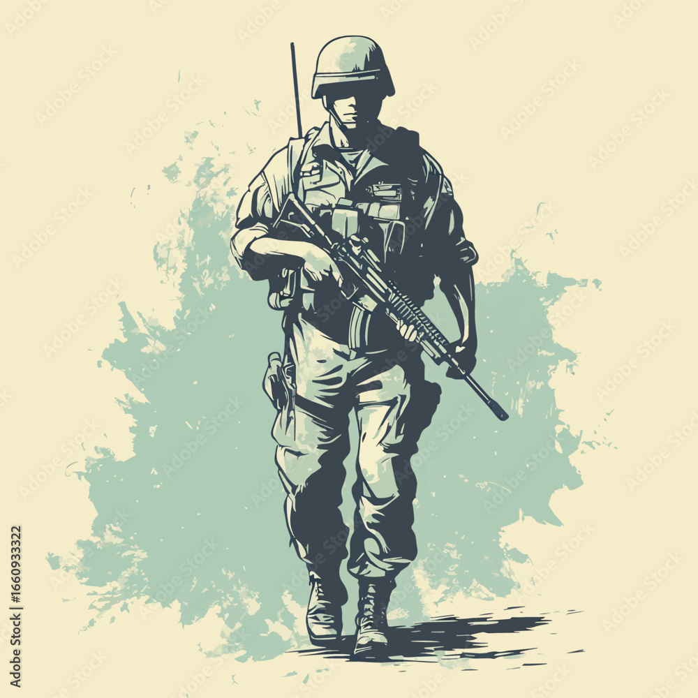 Fototapeta premium soldier, vector style simple color