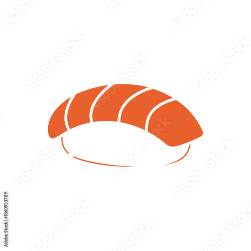 Orange salmon sushi icon on a white background.