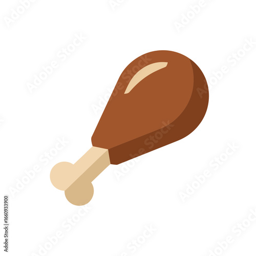 A cooked chicken leg with a bone sticking out.