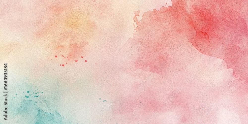 Obraz premium A watercolor painting features a blend of soft pinks, reds, and pale blues, creating a dreamy and ethereal effect. The colors bleed and blend together, suggesting a cloudy or atmospheric scene.