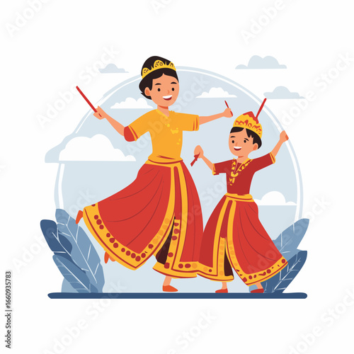 Dandiya Dance Celebration: Mother and Child in Traditional Garba Attire