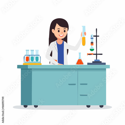 Scientist at Work: Chemistry Experiment Illustration