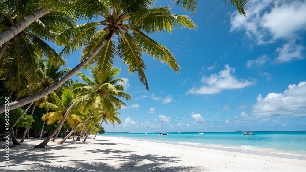 Obraz premium tropical beach with palm trees