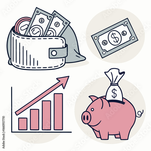 Personal Finance Icons Flat Vector Trio
