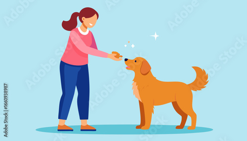 Dog Training: Reward and Positive Reinforcement Illustration