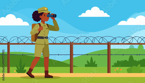 Wildlife Ranger Observing a Protected Area