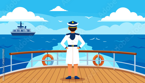 Captain on Deck: Nautical Adventure Illustration
