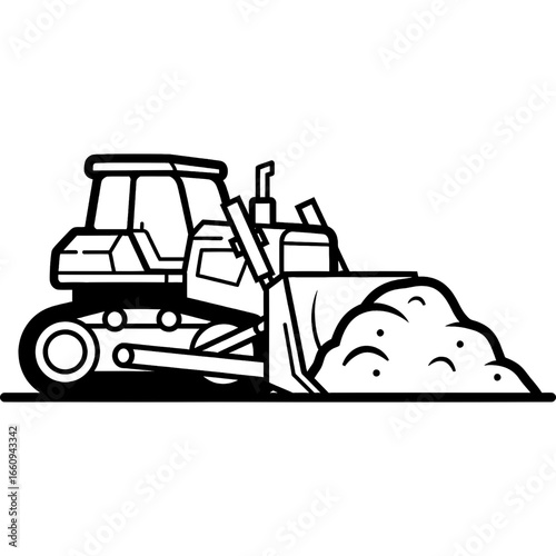 Bulldozer Illustration Heavy Equipment Icon