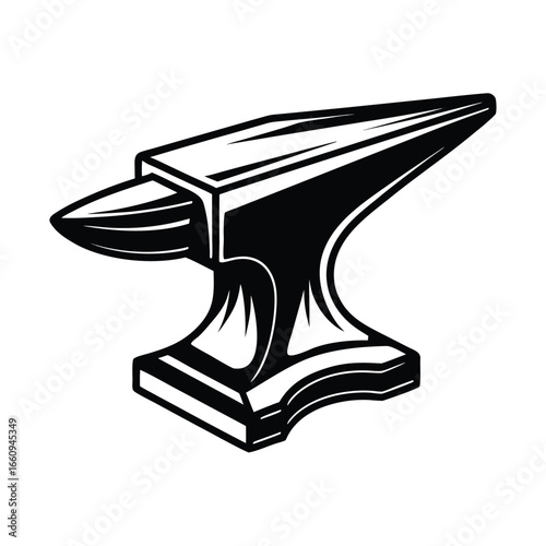 Blacksmith Anvil Tool with Horn and Base on White Background metal forging
