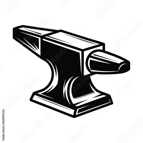 Blacksmith anvil with stylized lines on white background metalwork tool