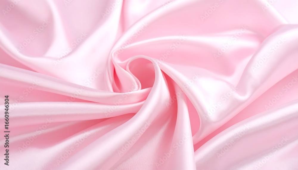 Fototapeta premium Elegant texture background of pink satin fabric with soft folds and waves