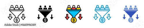 Marketing Funnel  Icon Set Multiple Style Collection