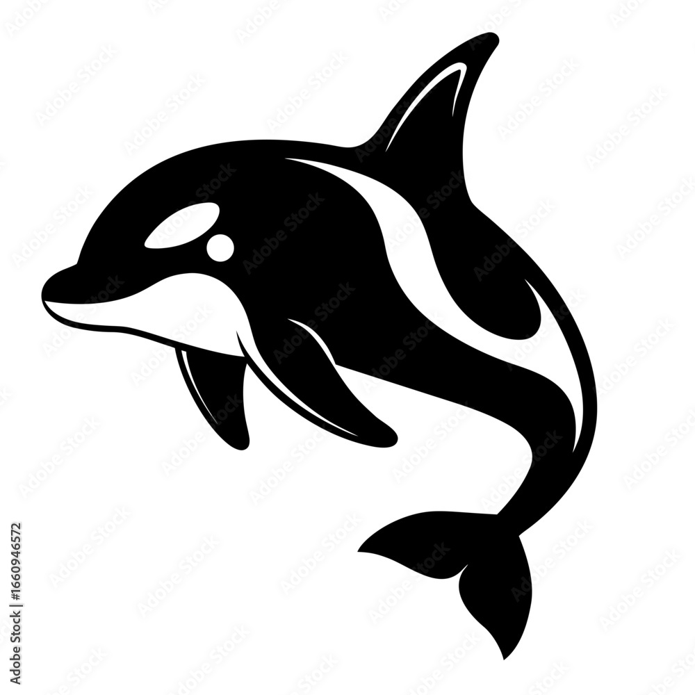 Fototapeta premium Stylized black and white orca killer whale jumping