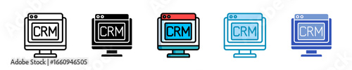 Crm System  Icon Set Multiple Style Collection