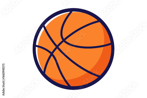 Simple orange basketball icon with dark blue outline