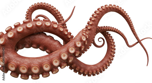 A vibrant octopus gracefully swimming isolated on white background showcasing tentacles