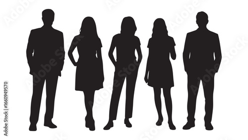 Adult people silhouettes vector illustration. group of adult people silhouettes
