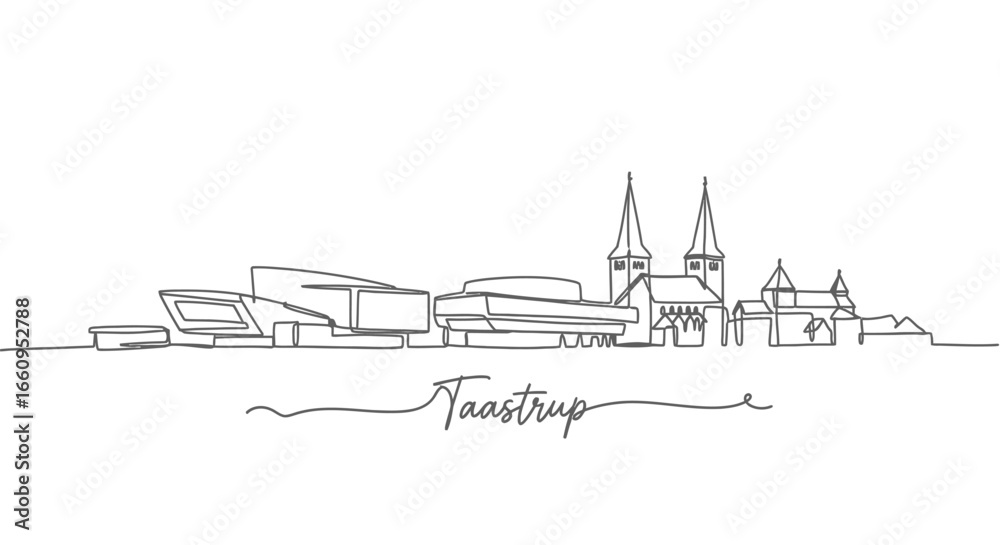 Obraz premium Taastrup Skyline Minimalist Outline Denmark.
