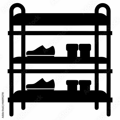 Black Shoe Rack Icon on White