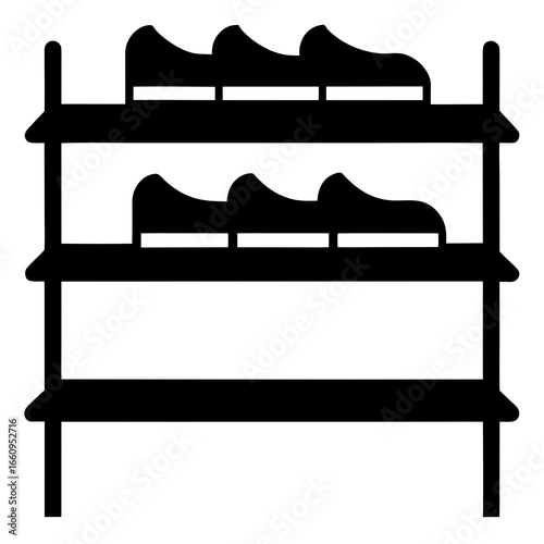 Black Shoe Rack Icon on White