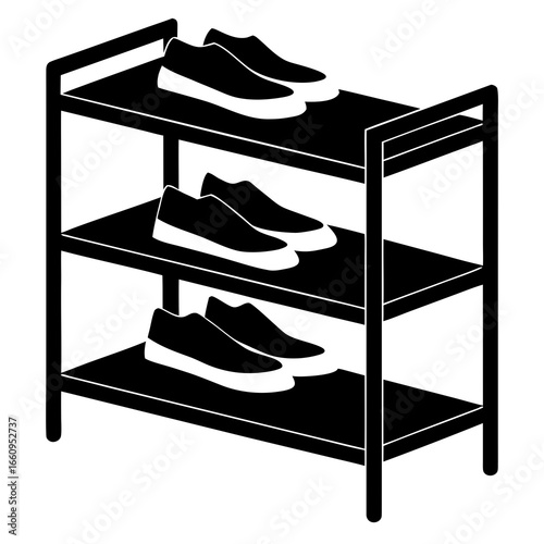 Black Shoe Rack Icon on White